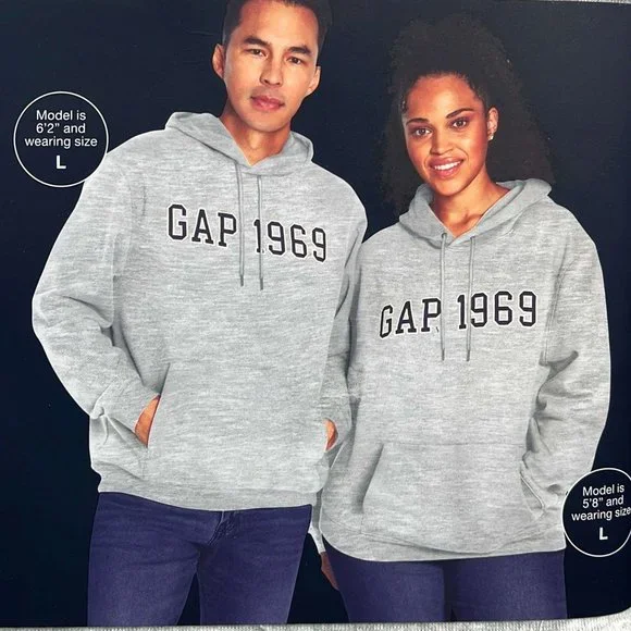 Gap 1969 Varsity LOGO Mens Gray Hoodie Sweater Pullover NWT - Picture 1 of 5
